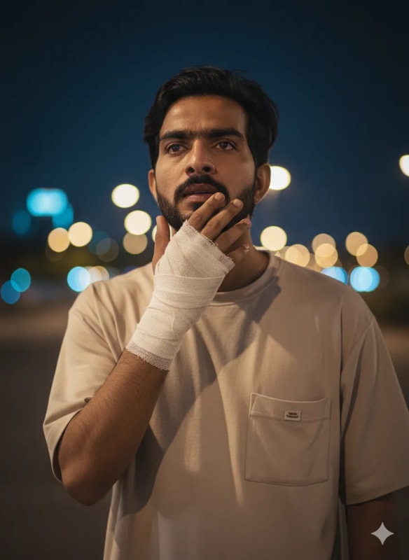 Emotional Night Portrait with City Bokeh - view 1