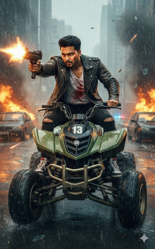 Hyper-Realistic Action Portrait: Urban Chase Scene thumbnail 3