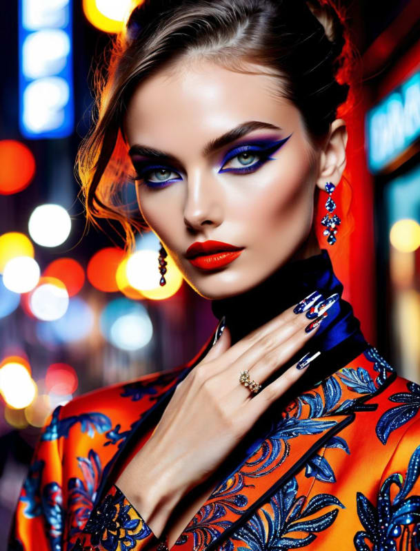 Elegant Fashion Model with Intricate Nail Art: AI Art Prompt - view 1