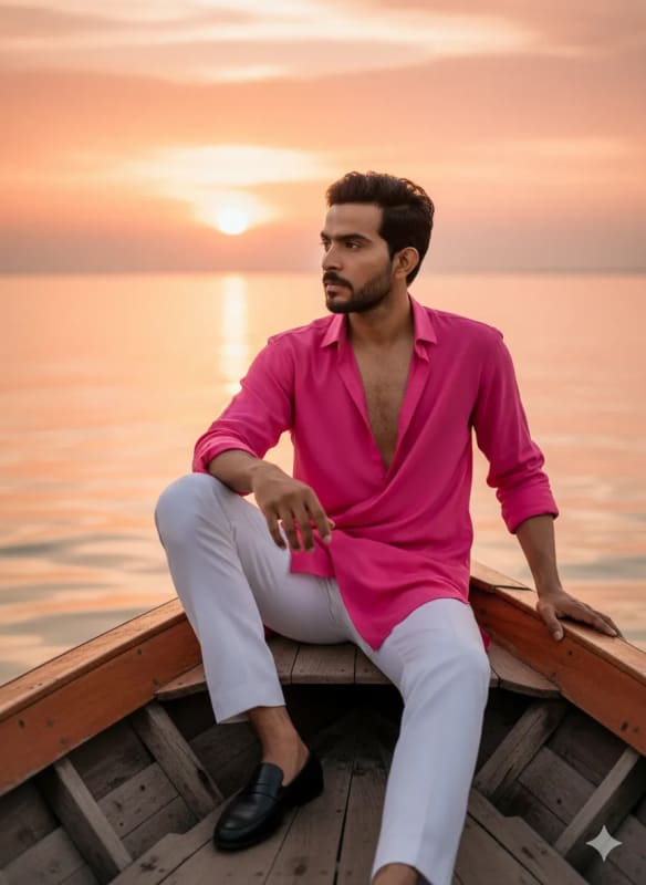 Sunset Boat Portrait: Hyper-Realistic Fashion Photography thumbnail 2
