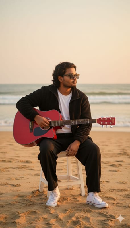 Stylish Beach Musician Portrait - view 1