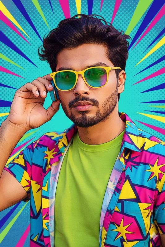 Vibrant Pop-Art Portrait: Ultra-Realistic Style - view 1