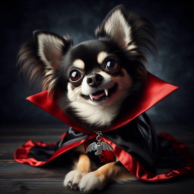 Vampire Chihuahua Pet Portrait: A Whimsical AI Art Prompt - view 1