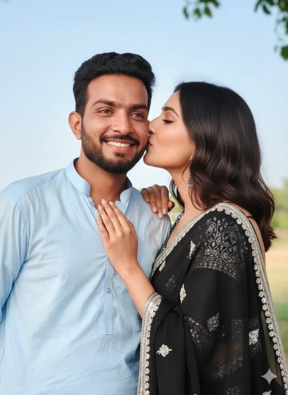 Romantic Couple Kissing Scene in Saree - view 1