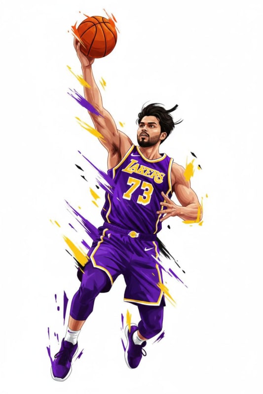 Dynamic Basketball Player Illustration in Abstract Expressionist Style thumbnail 2