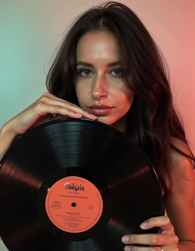 Vinyl Record Portrait: Retro-Modern Fashion Editorial thumbnail 2