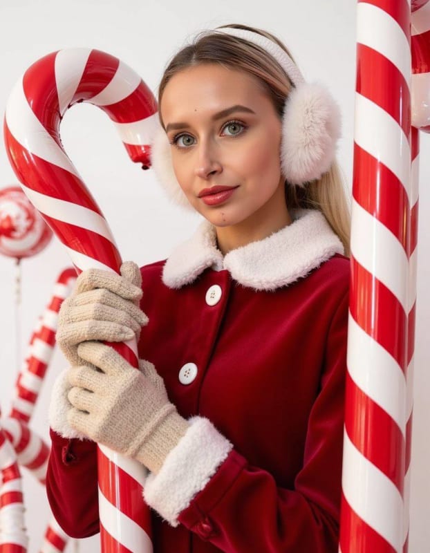 Festive Candy Cane Portrait: Hyper-Detailed AI Art Prompt - view 1