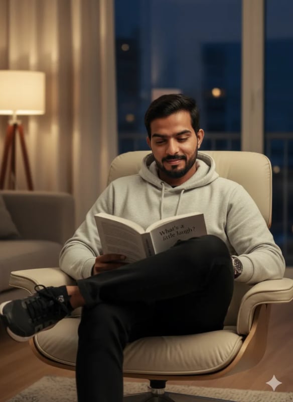 Stylish Man Relaxing in Modern Interior Photography - view 1